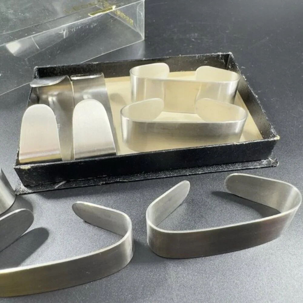 Vintage Leonard Napkin Holders Set 7 Stainless Steel 18/8 Made‎ In Hong Kong VTG